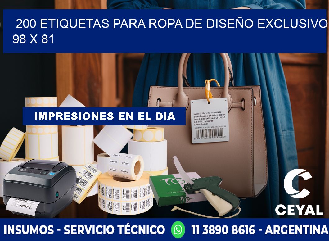 200 ETIQUETAS PARA ROPA DE DISEÑO EXCLUSIVO 98 x 81