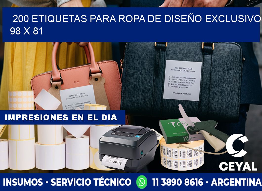 200 ETIQUETAS PARA ROPA DE DISEÑO EXCLUSIVO 98 x 81