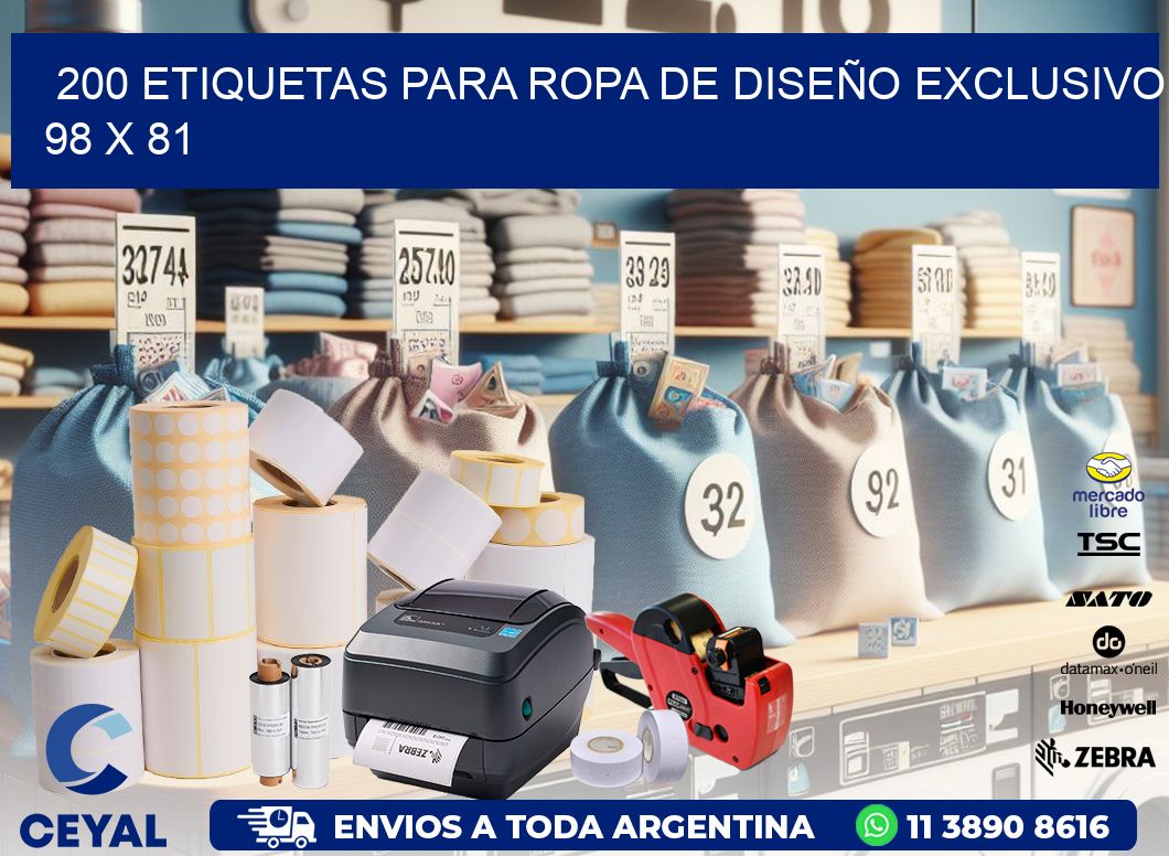 200 ETIQUETAS PARA ROPA DE DISEÑO EXCLUSIVO 98 x 81