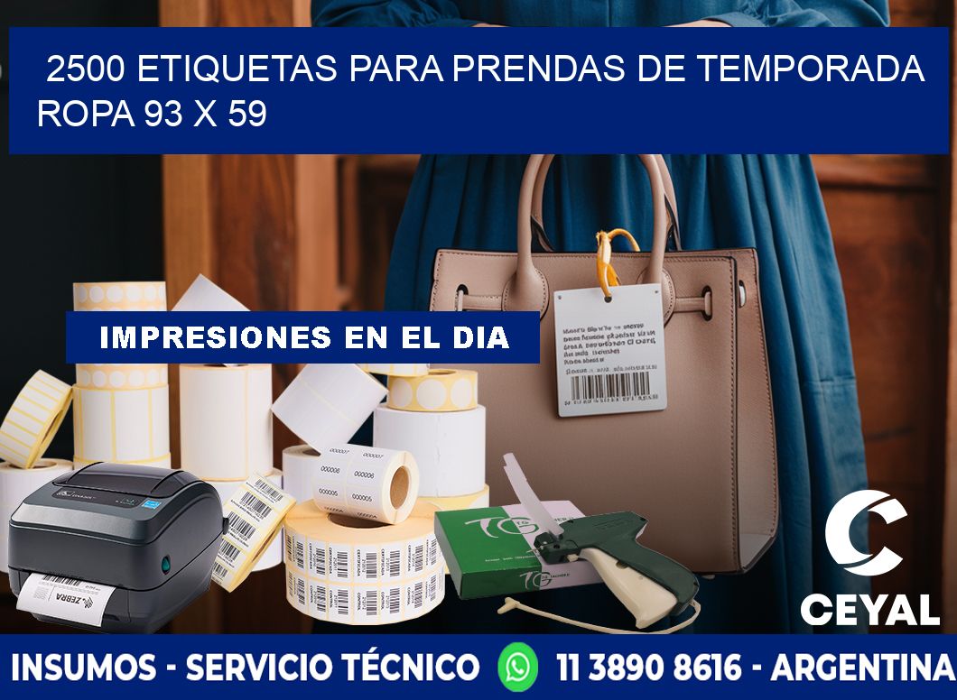 2500 ETIQUETAS PARA PRENDAS DE TEMPORADA ROPA 93 x 59