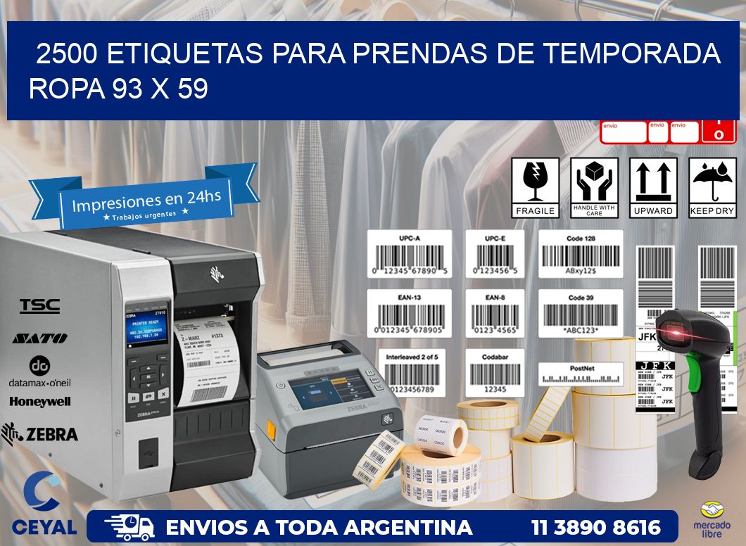 2500 ETIQUETAS PARA PRENDAS DE TEMPORADA ROPA 93 x 59