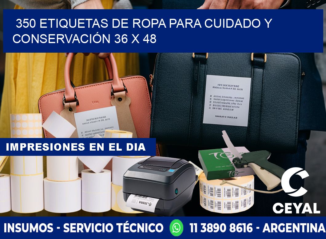 350 ETIQUETAS DE ROPA PARA CUIDADO Y CONSERVACIÓN 36 x 48