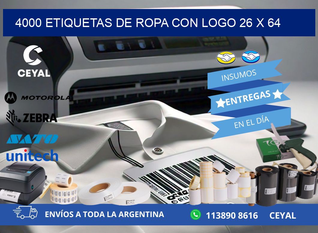 4000 ETIQUETAS DE ROPA CON LOGO 26 x 64