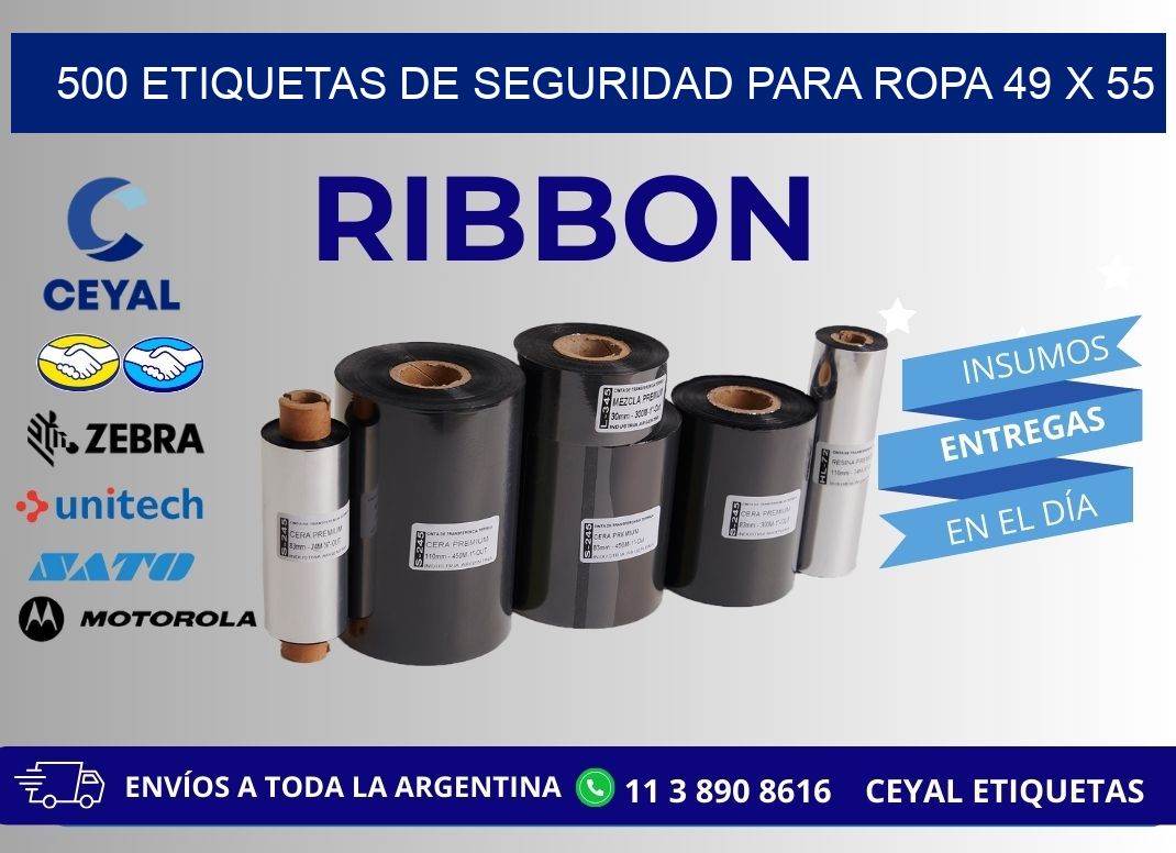 500 ETIQUETAS DE SEGURIDAD PARA ROPA 49 x 55