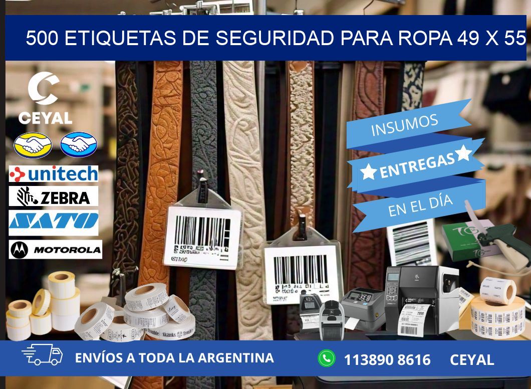 500 ETIQUETAS DE SEGURIDAD PARA ROPA 49 x 55