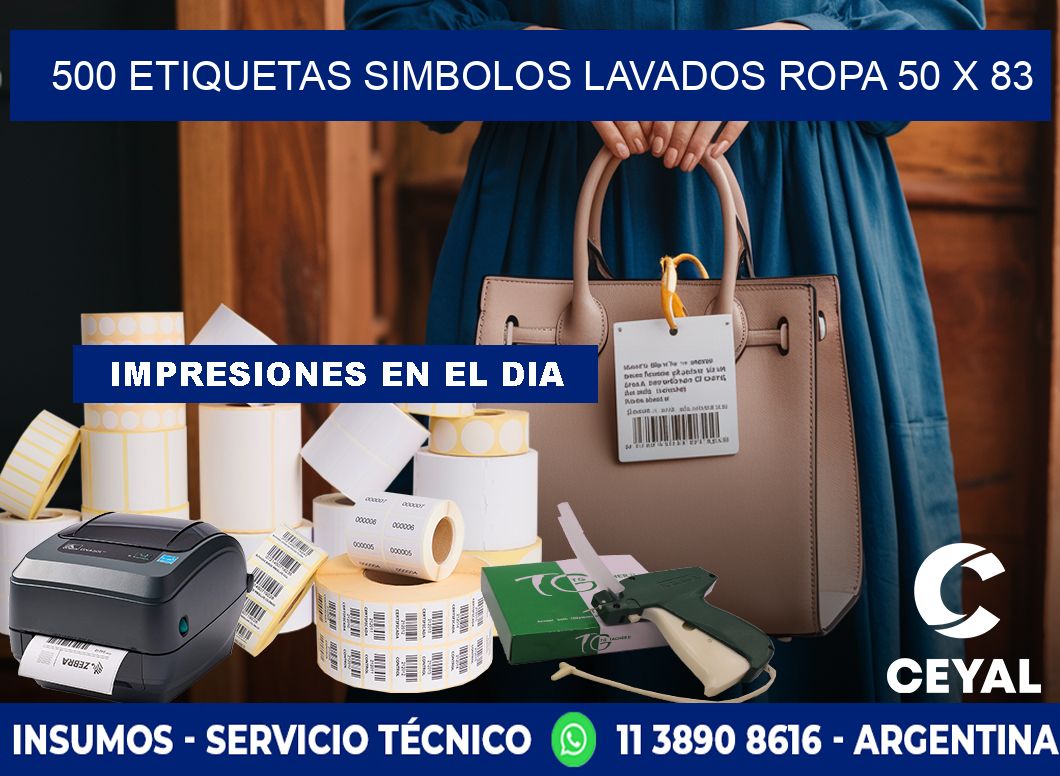 500 ETIQUETAS SIMBOLOS LAVADOS ROPA 50 x 83