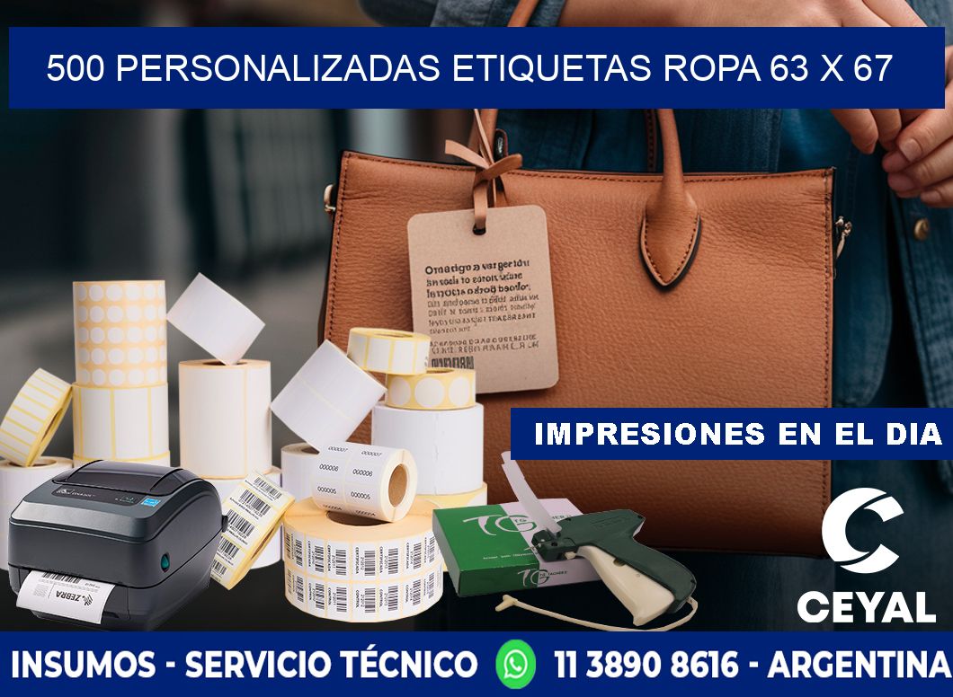 500 PERSONALIZADAS ETIQUETAS ROPA 63 x 67