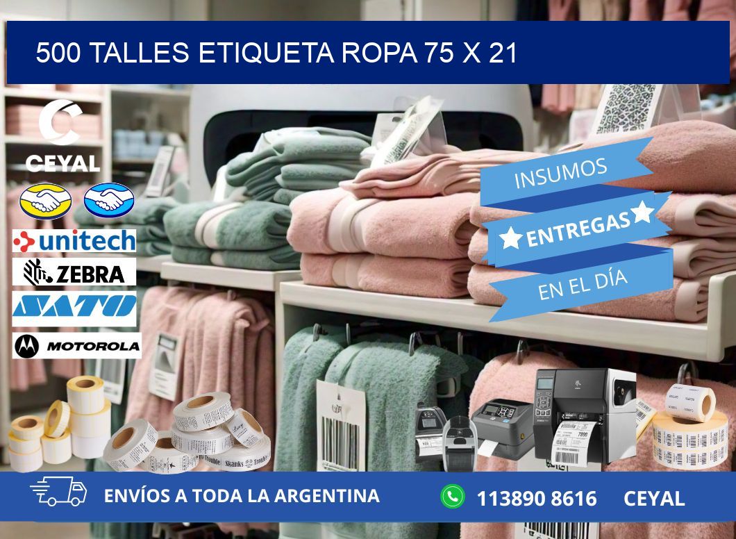 500 TALLES ETIQUETA ROPA 75 x 21