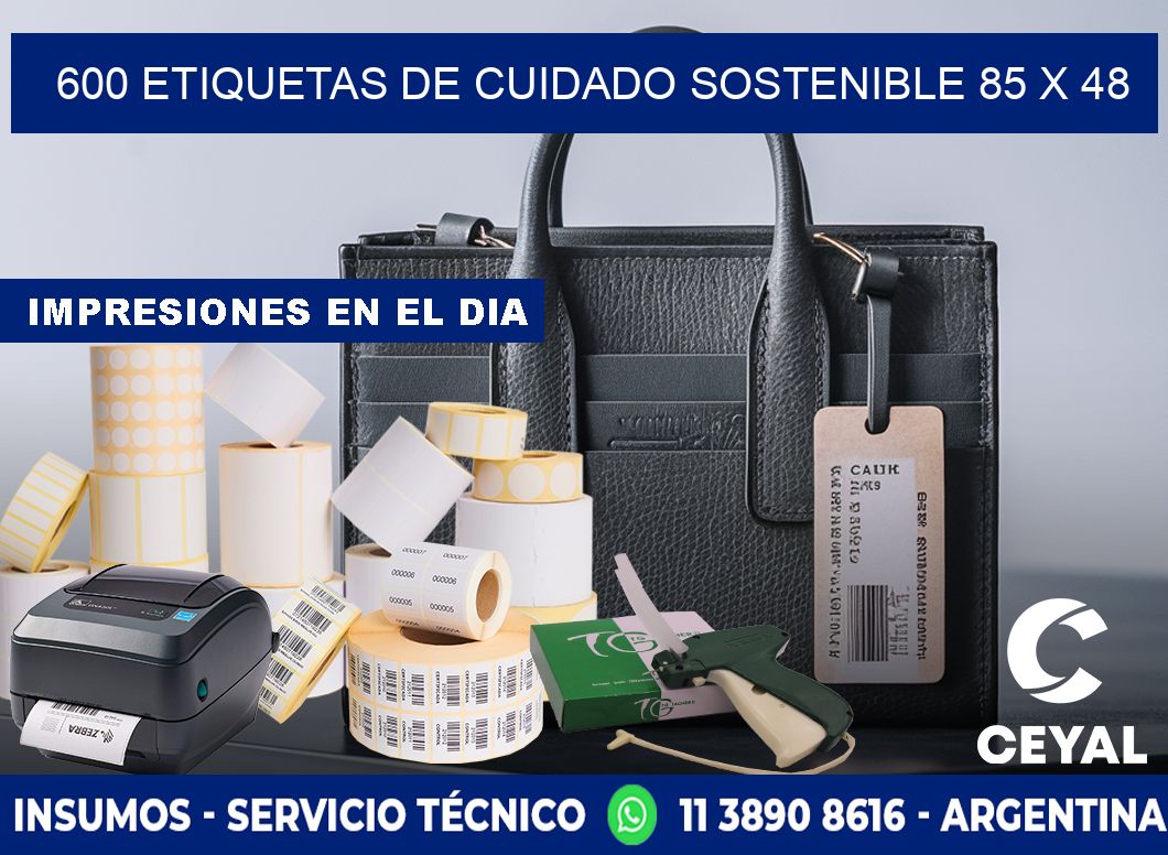 600 ETIQUETAS DE CUIDADO SOSTENIBLE 85 x 48