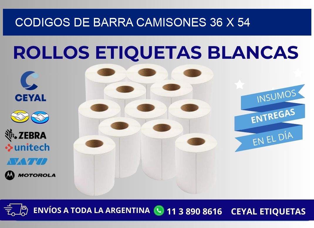 CODIGOS DE BARRA CAMISONES 36 x 54