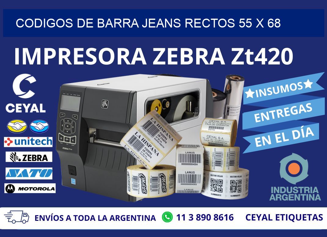 CODIGOS DE BARRA JEANS RECTOS 55 x 68