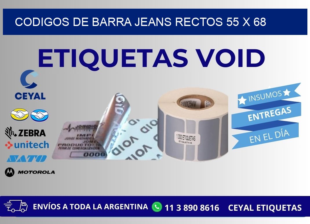 CODIGOS DE BARRA JEANS RECTOS 55 x 68