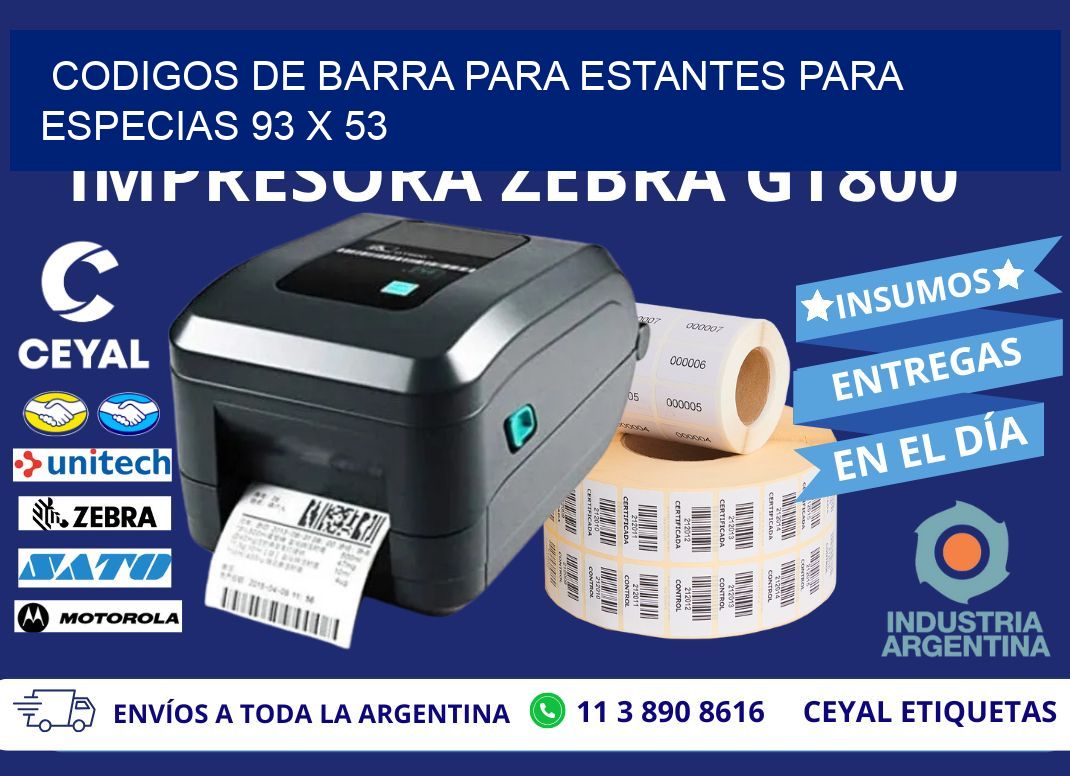 CODIGOS DE BARRA PARA ESTANTES PARA ESPECIAS 93 x 53