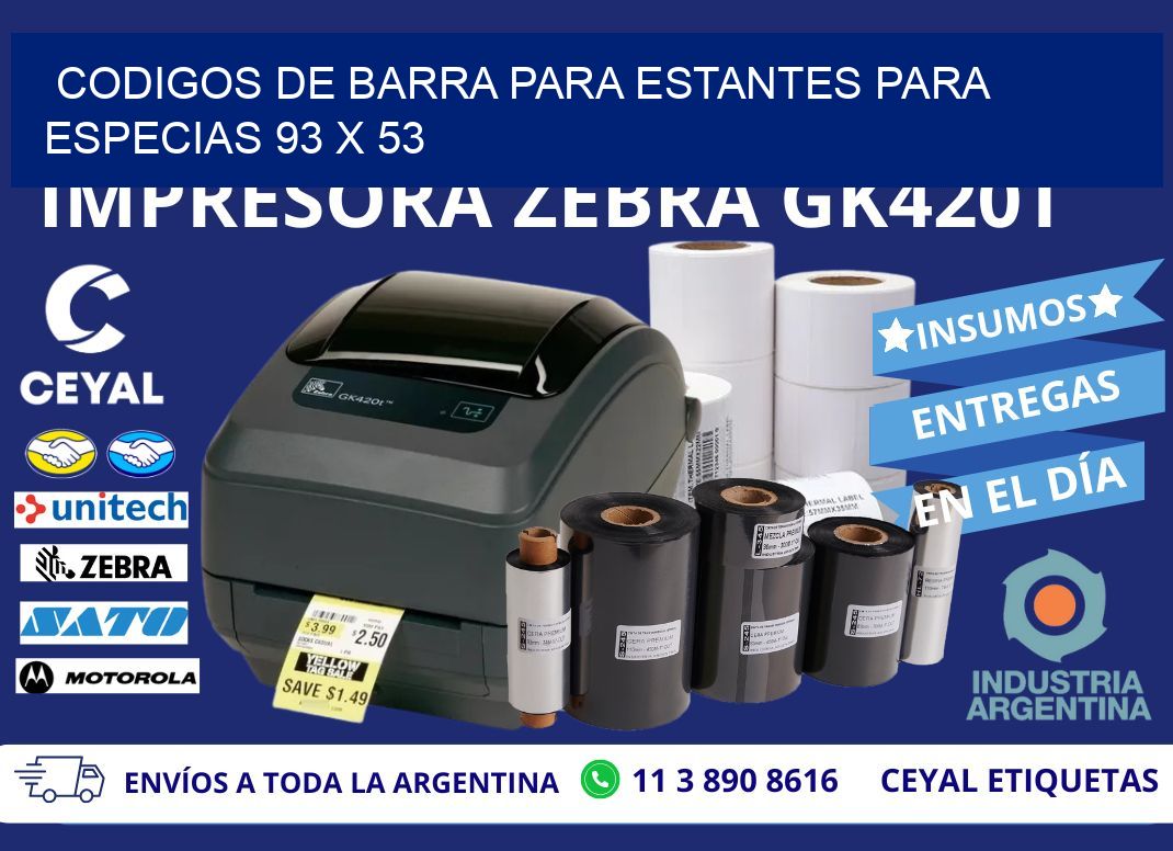 CODIGOS DE BARRA PARA ESTANTES PARA ESPECIAS 93 x 53