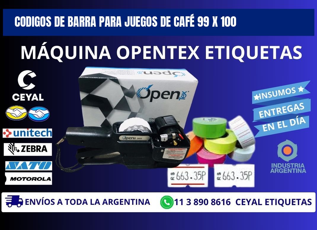 CODIGOS DE BARRA PARA JUEGOS DE CAFÉ 99 x 100