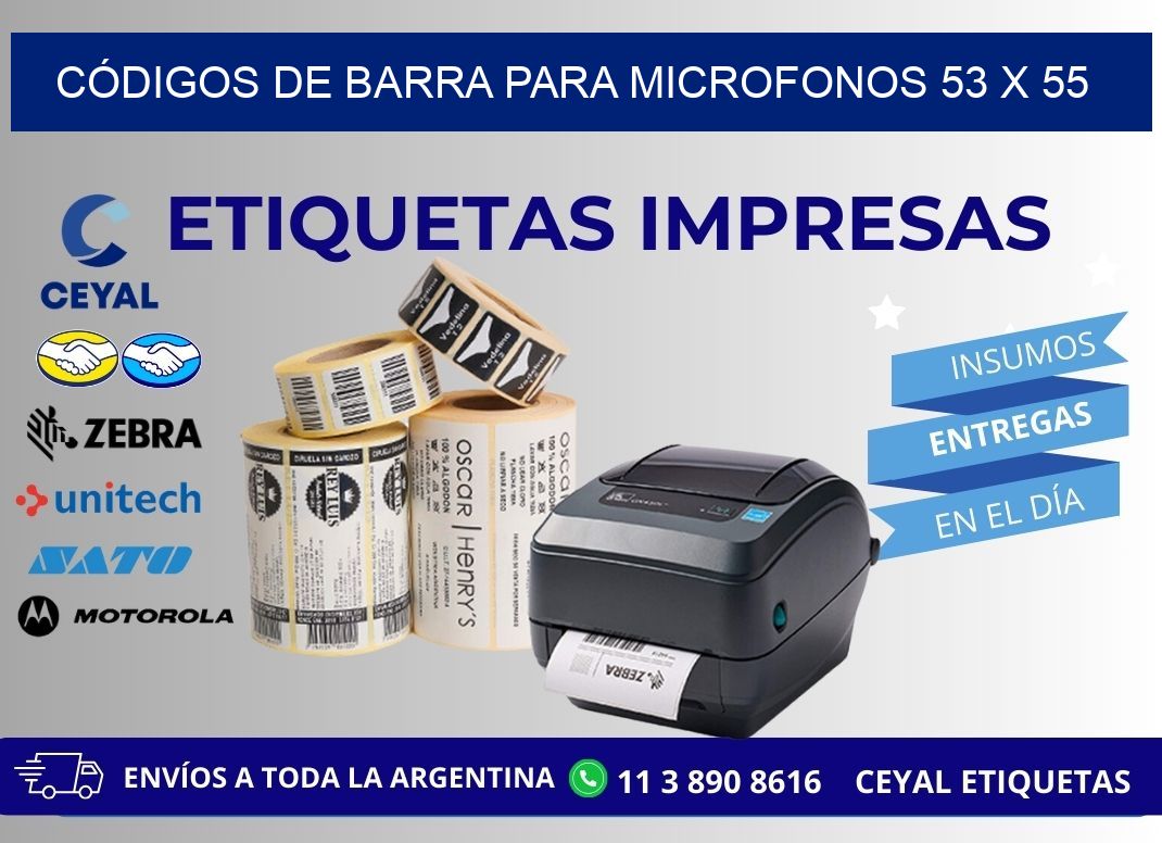 CÓDIGOS DE BARRA PARA MICROFONOS 53 x 55
