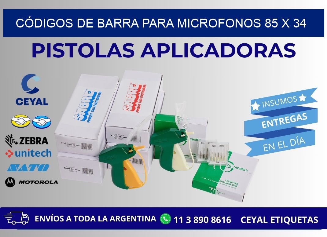 CÓDIGOS DE BARRA PARA MICROFONOS 85 x 34