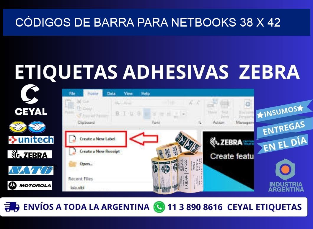 CÓDIGOS DE BARRA PARA NETBOOKS 38 x 42