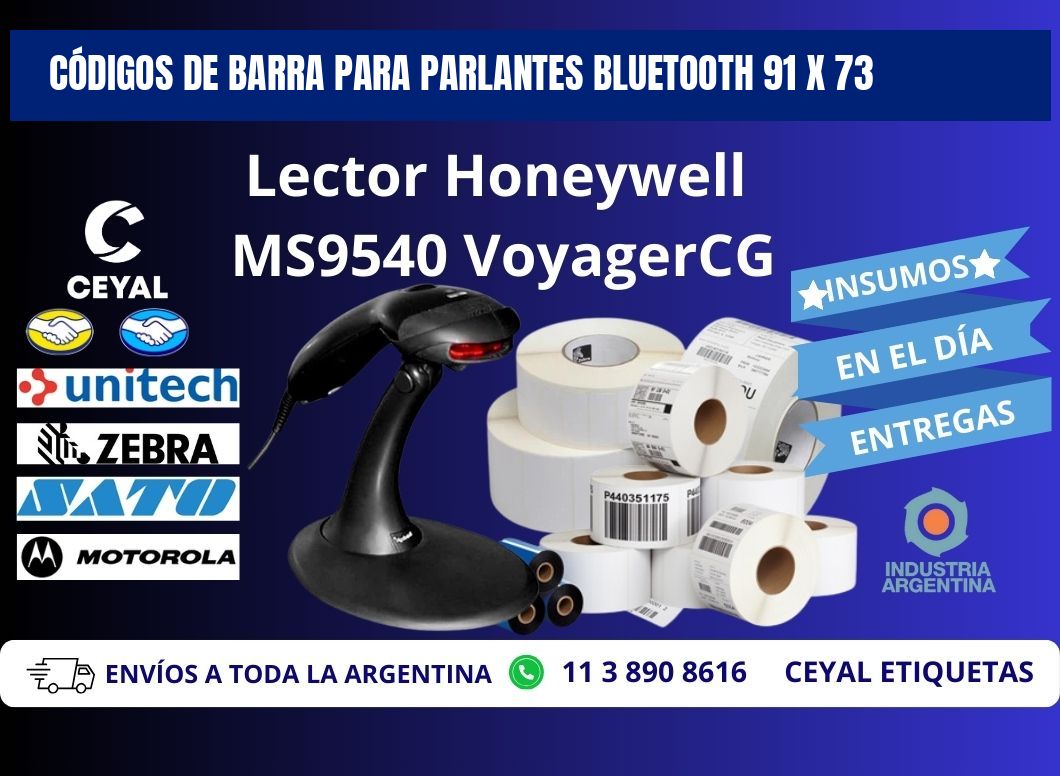 CÓDIGOS DE BARRA PARA PARLANTES BLUETOOTH 91 x 73