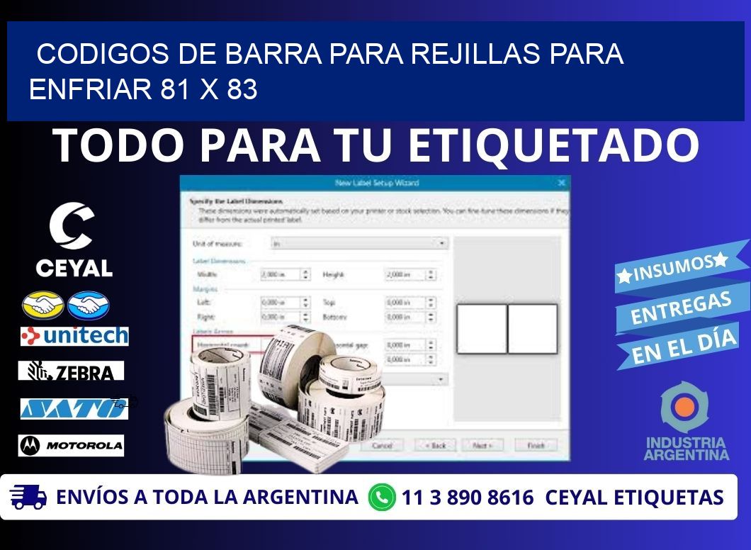 CODIGOS DE BARRA PARA REJILLAS PARA ENFRIAR 81 x 83