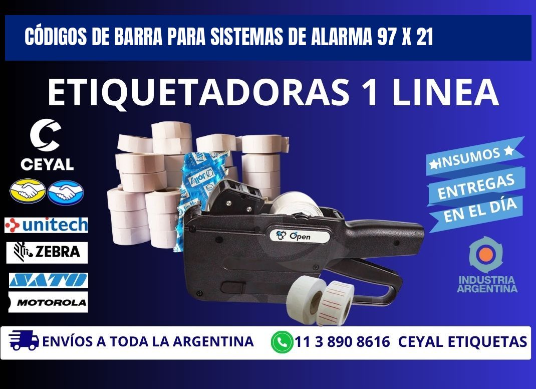 CÓDIGOS DE BARRA PARA SISTEMAS DE ALARMA 97 x 21