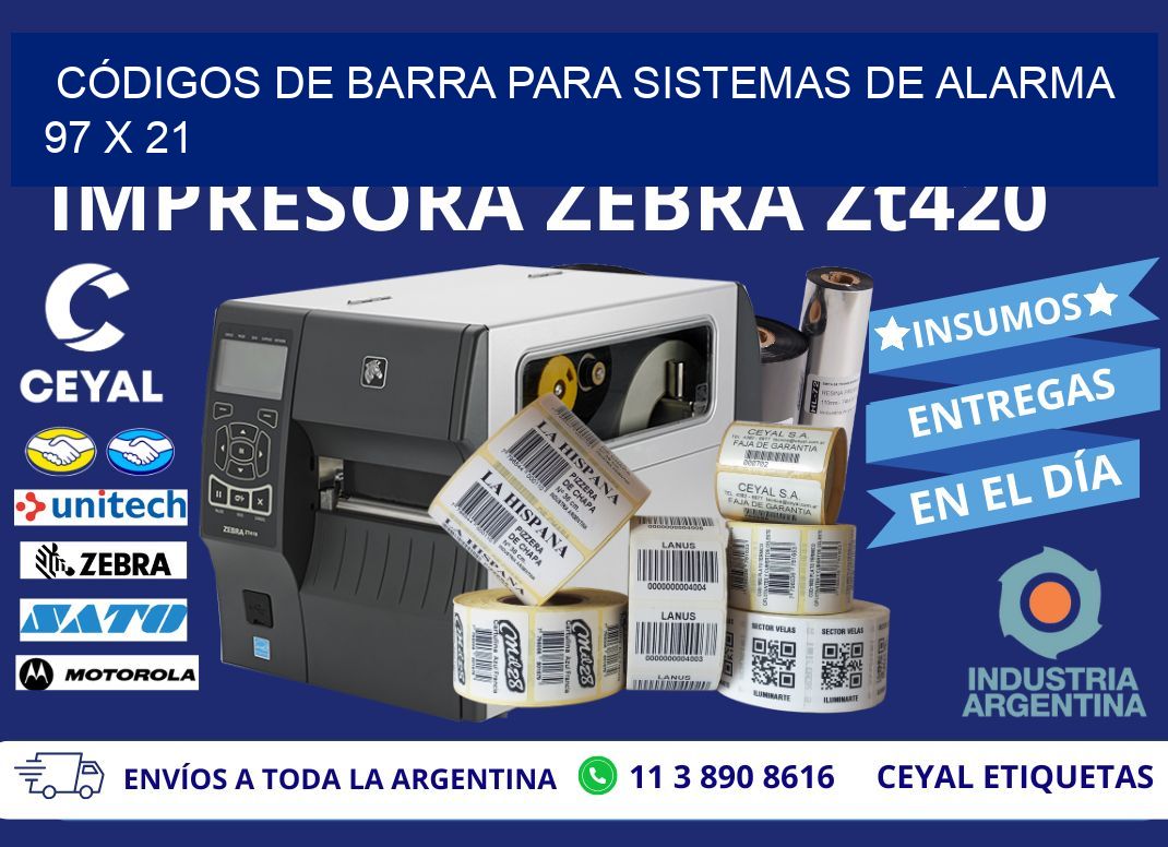 CÓDIGOS DE BARRA PARA SISTEMAS DE ALARMA 97 x 21