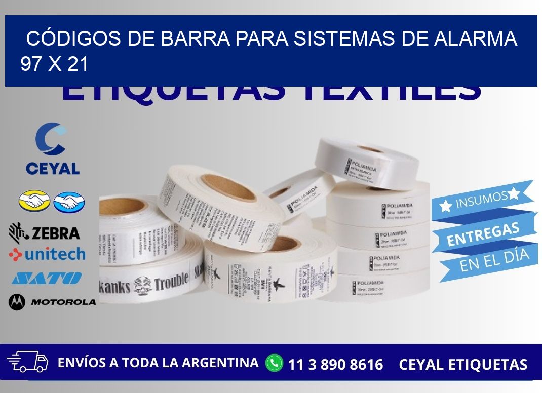 CÓDIGOS DE BARRA PARA SISTEMAS DE ALARMA 97 x 21