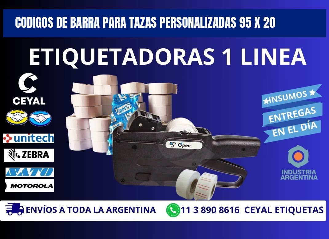 CODIGOS DE BARRA PARA TAZAS PERSONALIZADAS 95 x 20