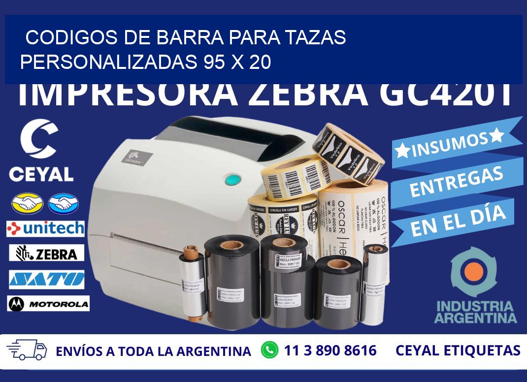 CODIGOS DE BARRA PARA TAZAS PERSONALIZADAS 95 x 20