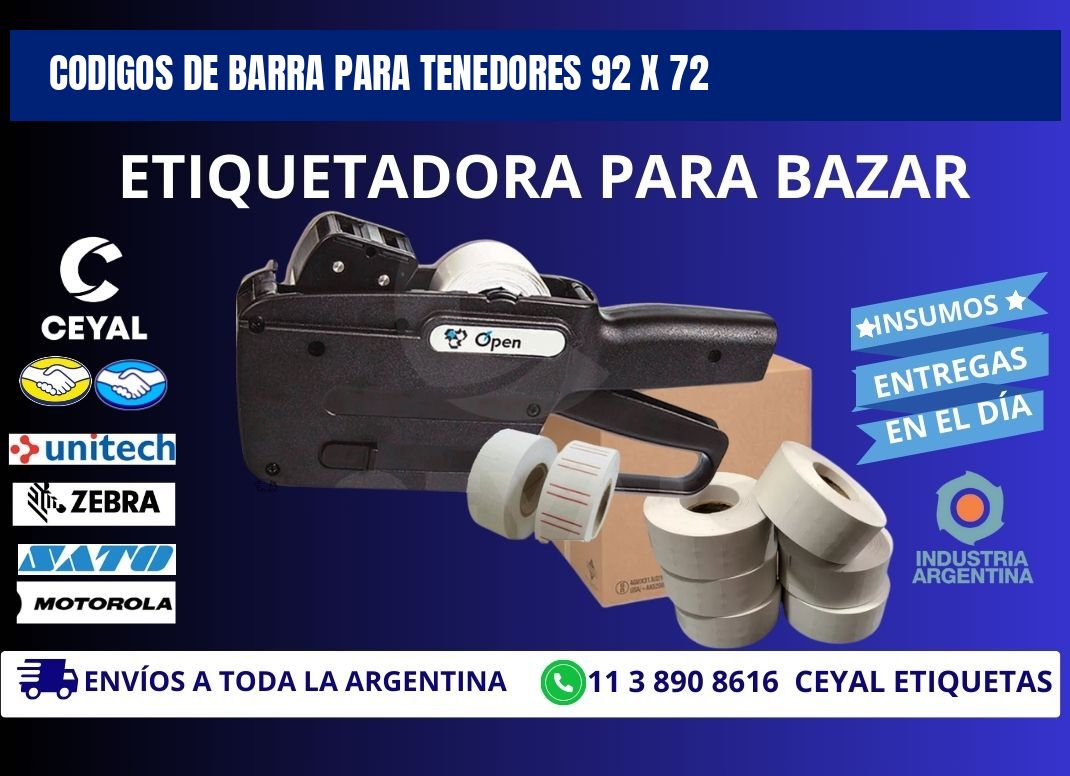 CODIGOS DE BARRA PARA TENEDORES 92 x 72