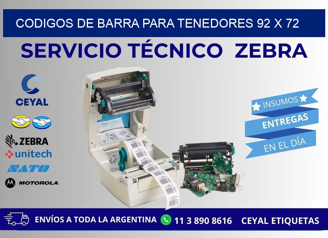 CODIGOS DE BARRA PARA TENEDORES 92 x 72