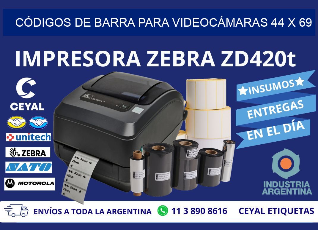 CÓDIGOS DE BARRA PARA VIDEOCÁMARAS 44 x 69