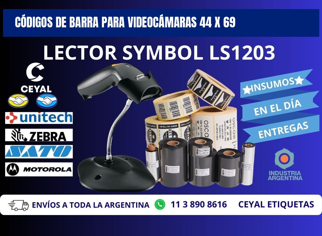 CÓDIGOS DE BARRA PARA VIDEOCÁMARAS 44 x 69