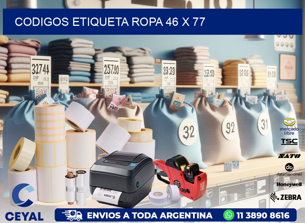 CODIGOS ETIQUETA ROPA 46 x 77