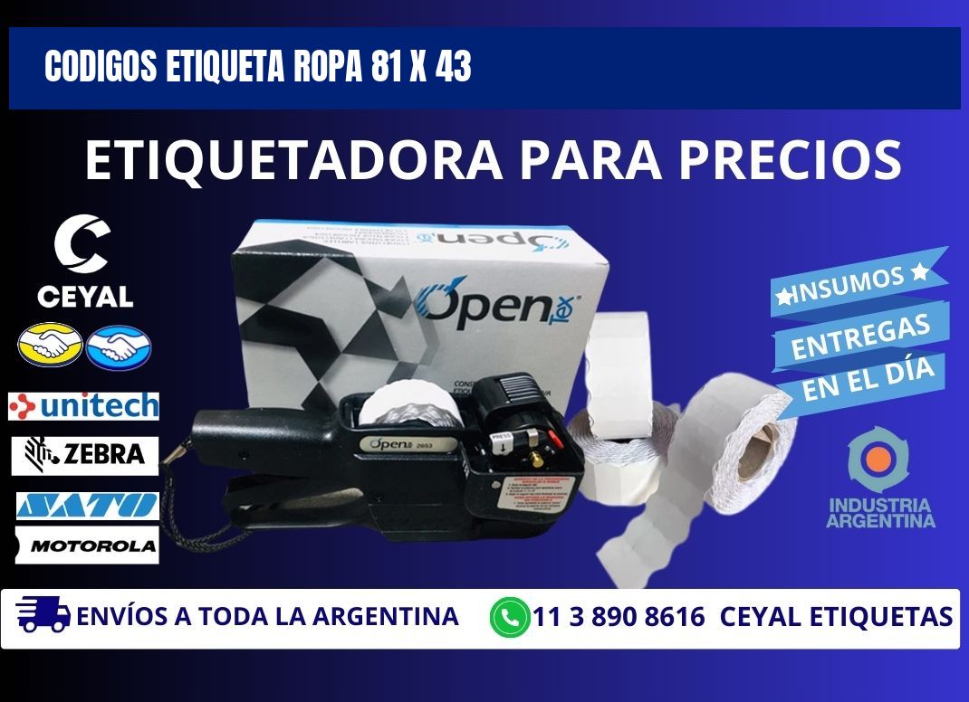 CODIGOS ETIQUETA ROPA 81 x 43