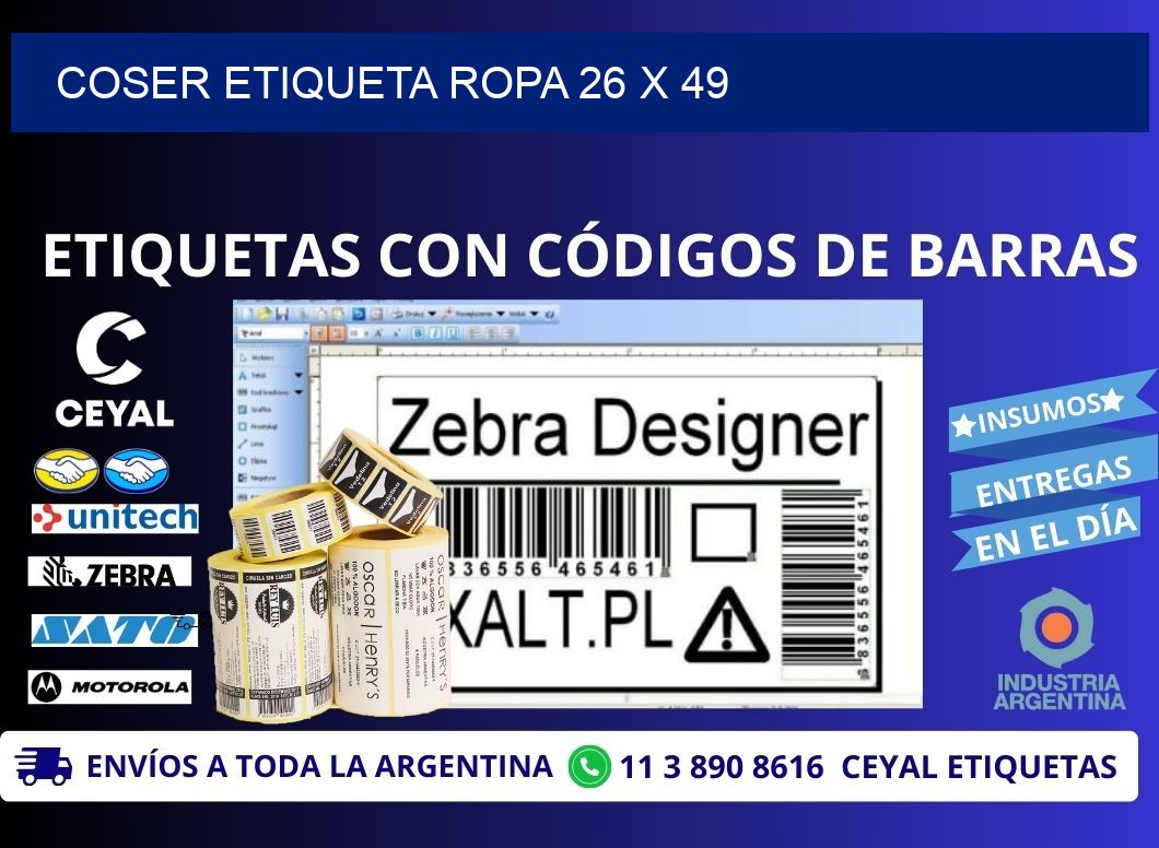 COSER ETIQUETA ROPA 26 x 49
