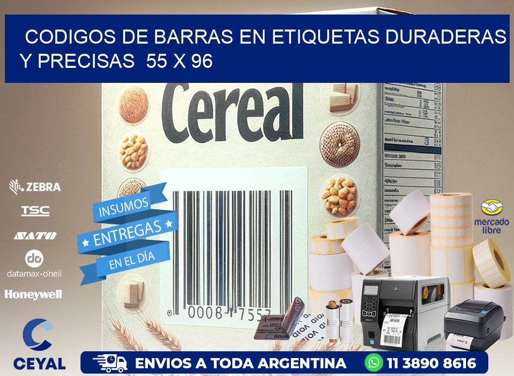 Codigos de Barras en Etiquetas Duraderas y Precisas  55 x 96