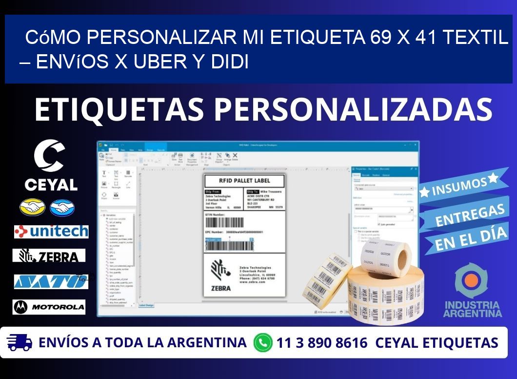 Cómo personalizar mi Etiqueta 69 x 41 textil – Envíos x Uber y DiDi