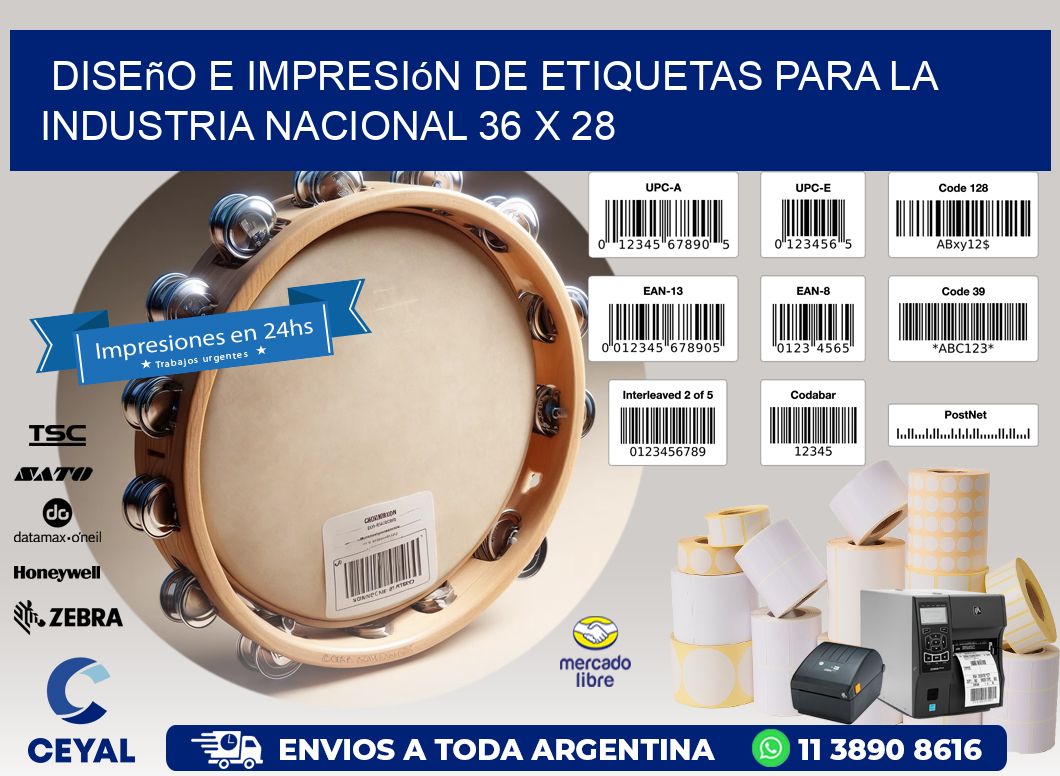 Diseño e Impresión de Etiquetas para la Industria Nacional 36 x 28