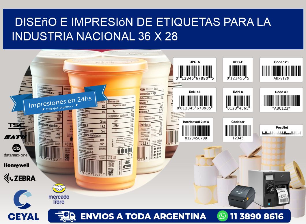 Diseño e Impresión de Etiquetas para la Industria Nacional 36 x 28