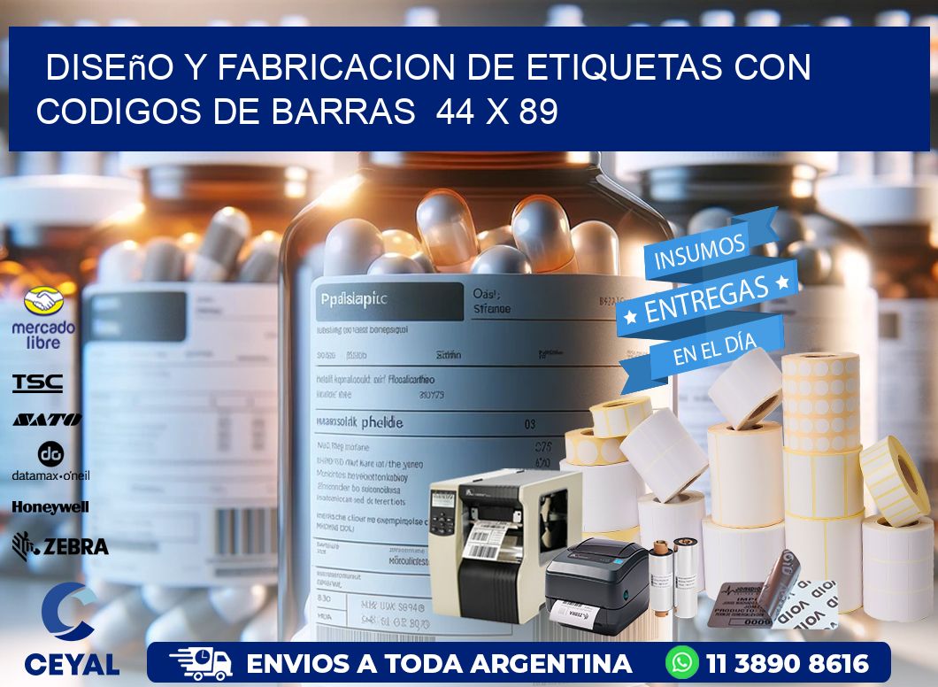 Diseño y Fabricacion de Etiquetas con Codigos de Barras  44 x 89