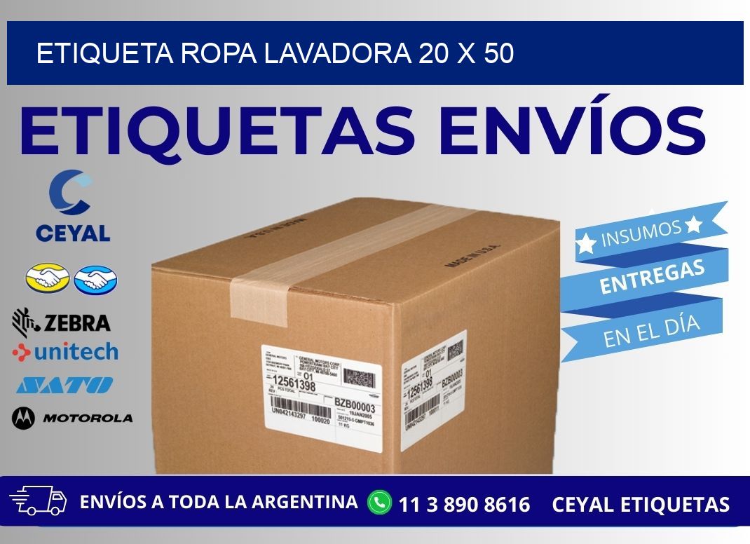 ETIQUETA ROPA LAVADORA 20 x 50