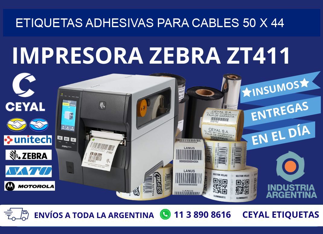 ETIQUETAS ADHESIVAS PARA CABLES 50 x 44