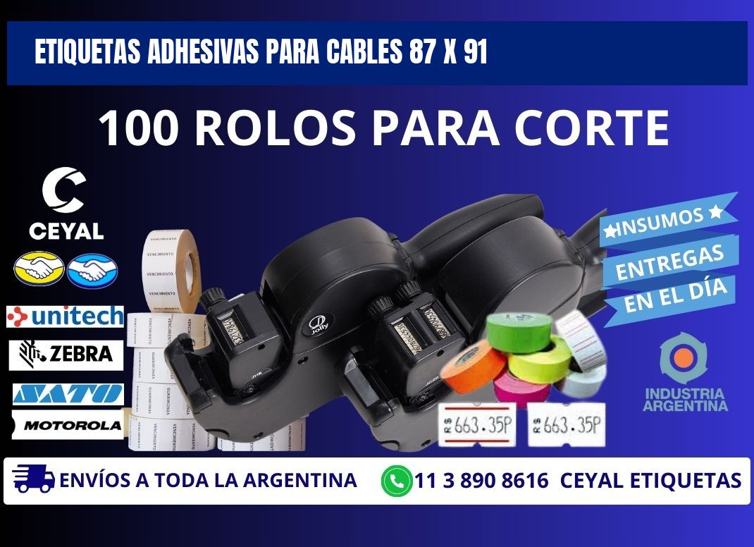 ETIQUETAS ADHESIVAS PARA CABLES 87 x 91