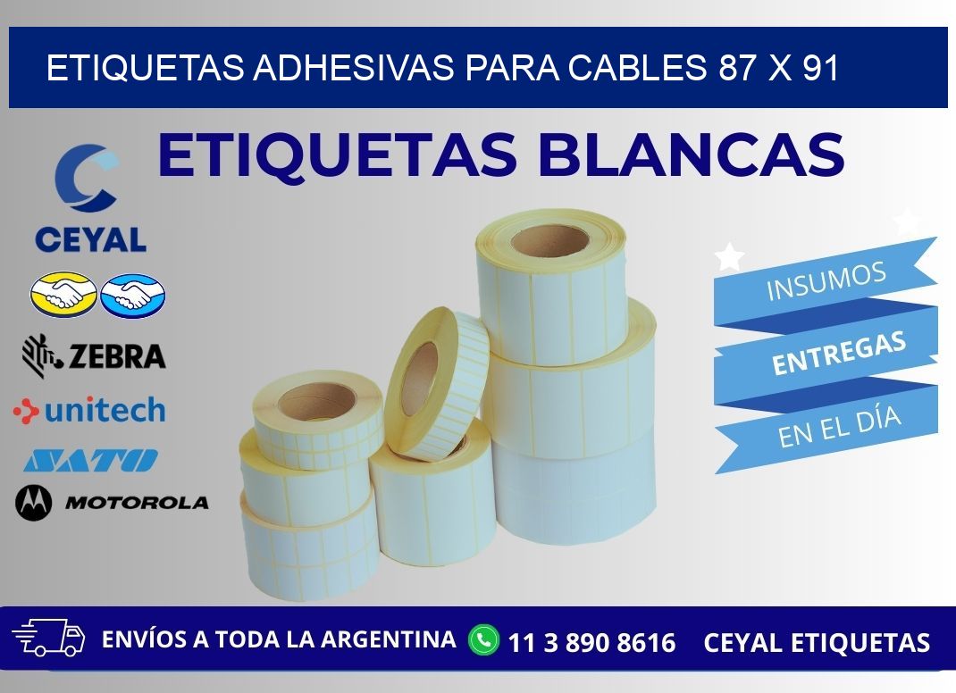 ETIQUETAS ADHESIVAS PARA CABLES 87 x 91