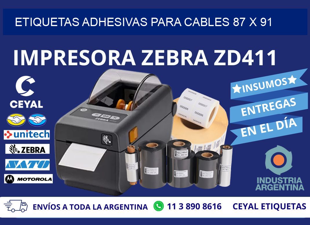 ETIQUETAS ADHESIVAS PARA CABLES 87 x 91