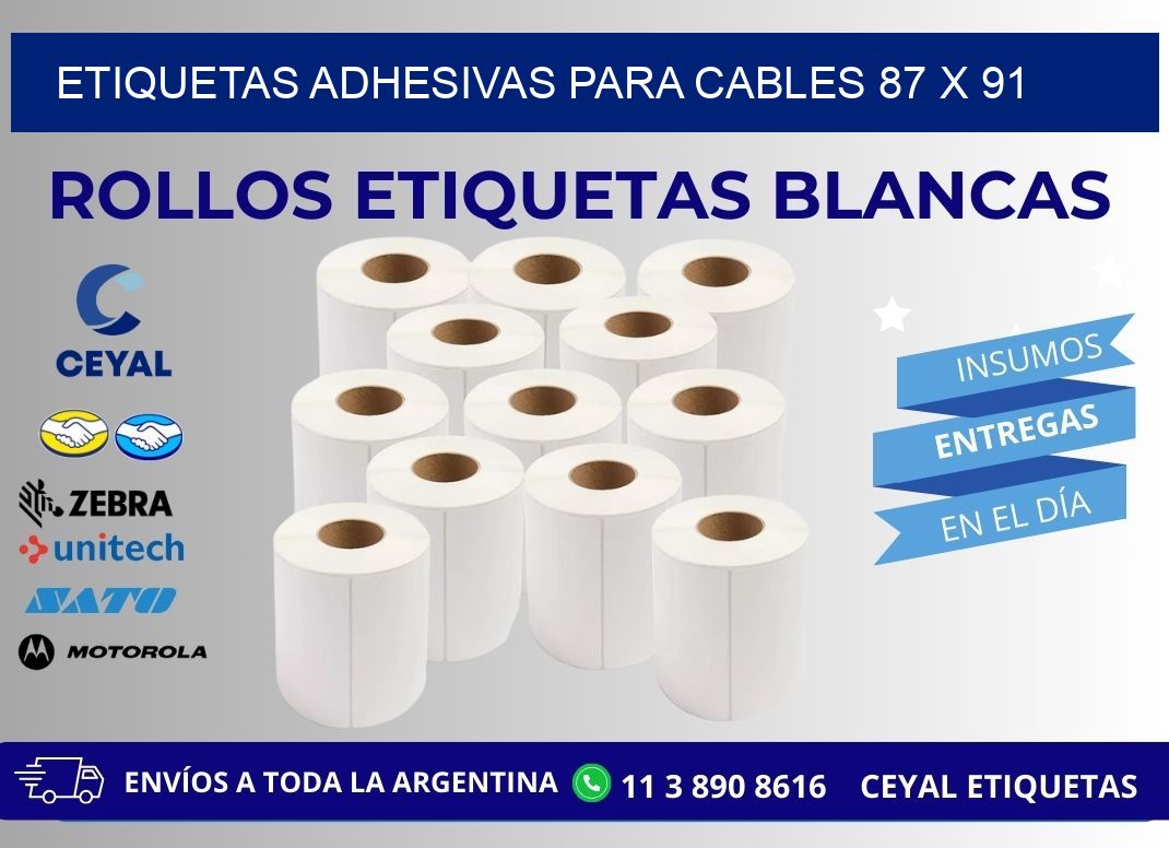 ETIQUETAS ADHESIVAS PARA CABLES 87 x 91