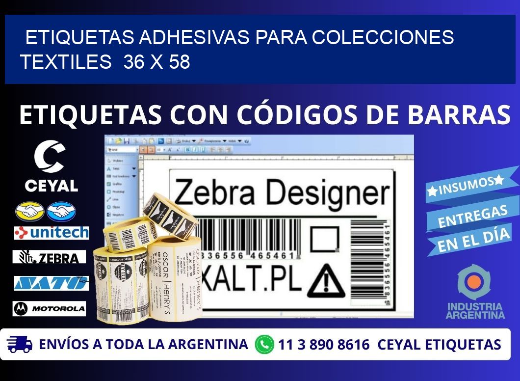 ETIQUETAS ADHESIVAS PARA COLECCIONES TEXTILES  36 x 58