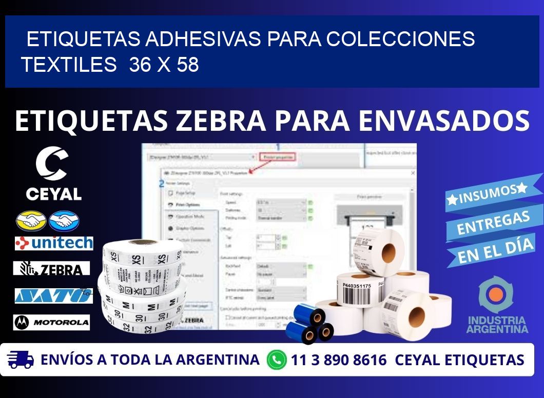 ETIQUETAS ADHESIVAS PARA COLECCIONES TEXTILES  36 x 58