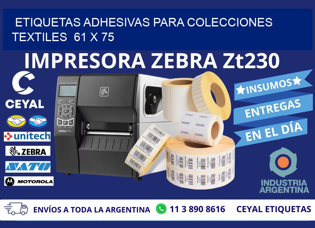ETIQUETAS ADHESIVAS PARA COLECCIONES TEXTILES 61 x 75